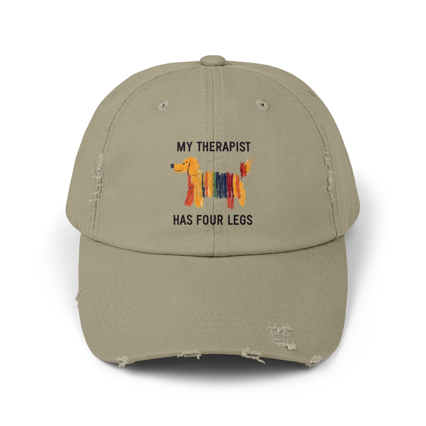 Unisex Distressed Cap: My Therapist Has Four Legs Hat
