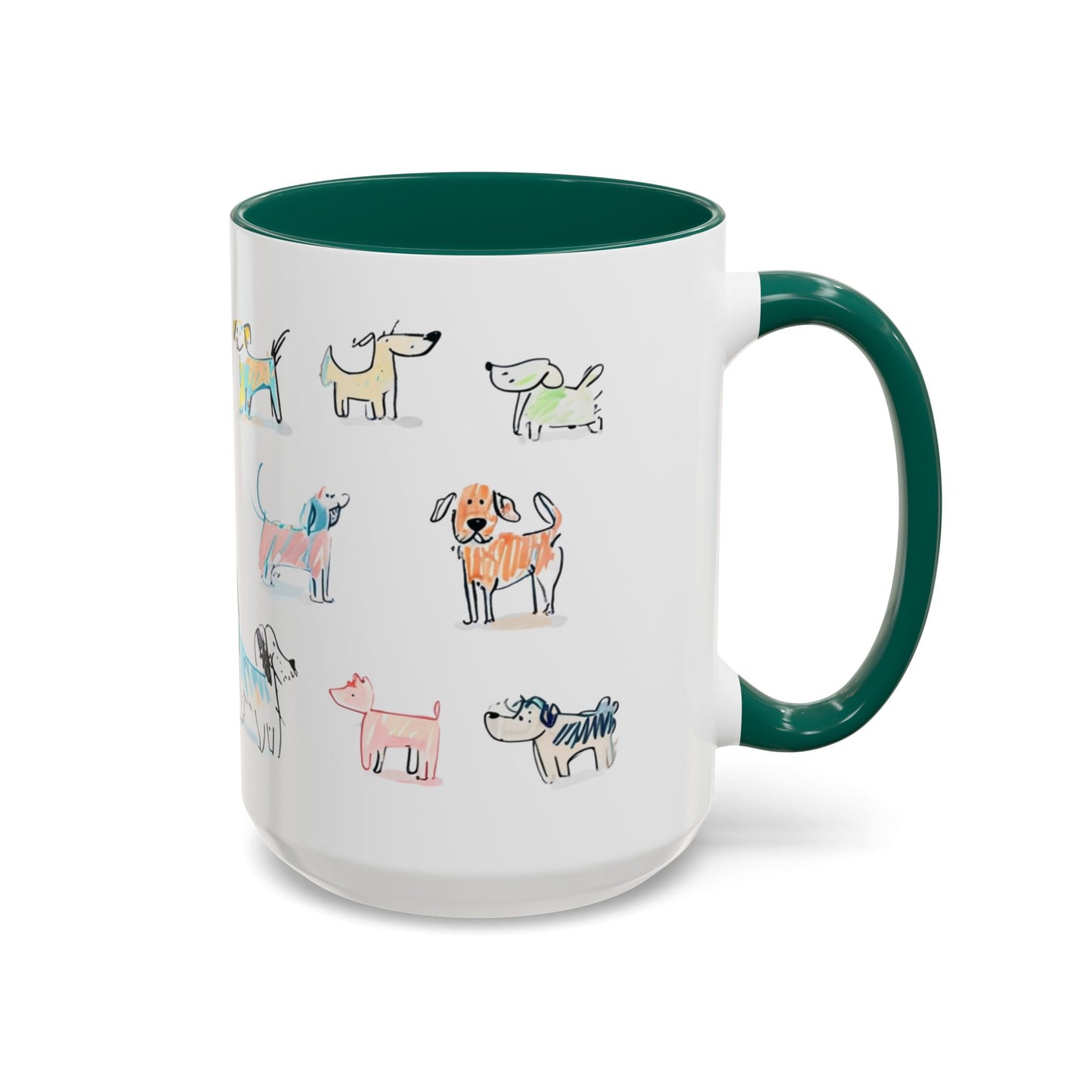 Colorful Doodle Dog-Themed Mugs, Cute Animal Mug, Pet Lover Gift, Coffee Cup, Dog Parent Present