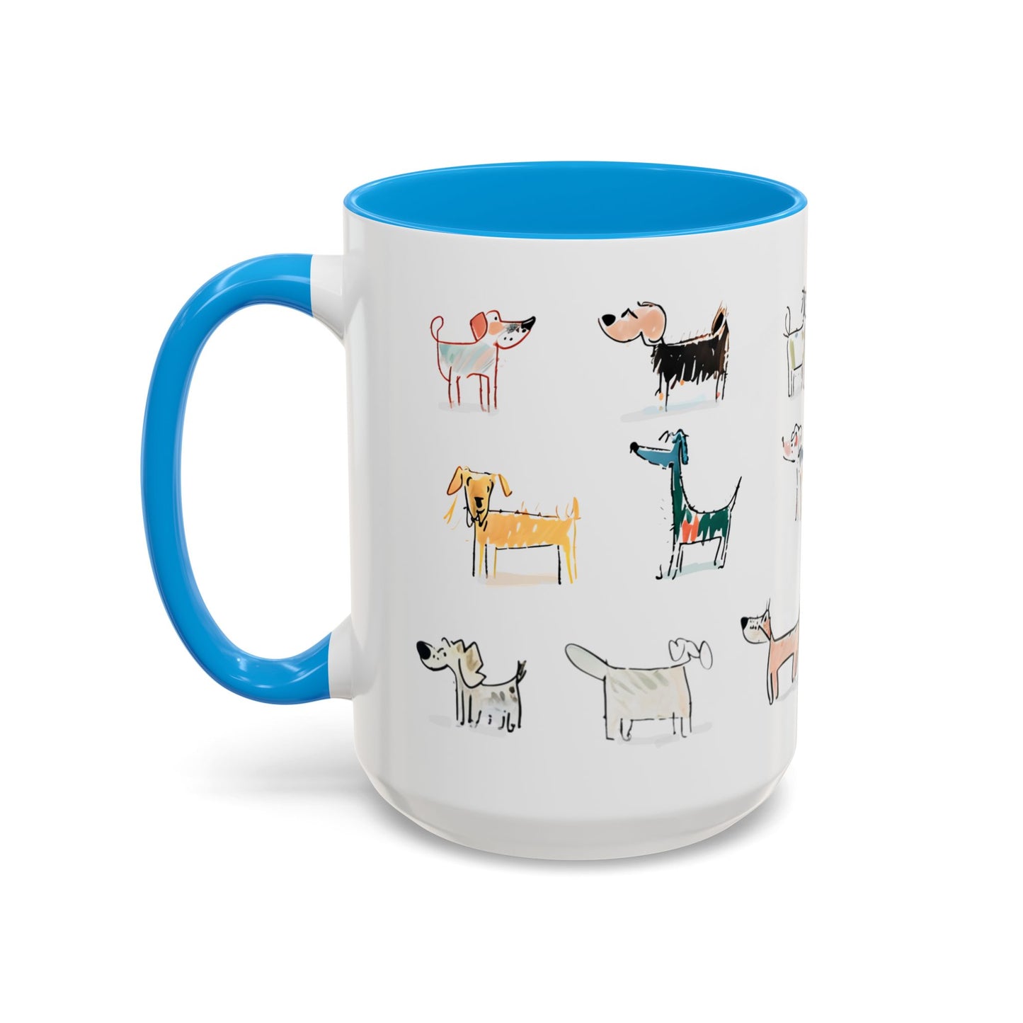 Colorful Doodle Dog-Themed Mugs, Cute Animal Mug, Pet Lover Gift, Coffee Cup, Dog Parent Present