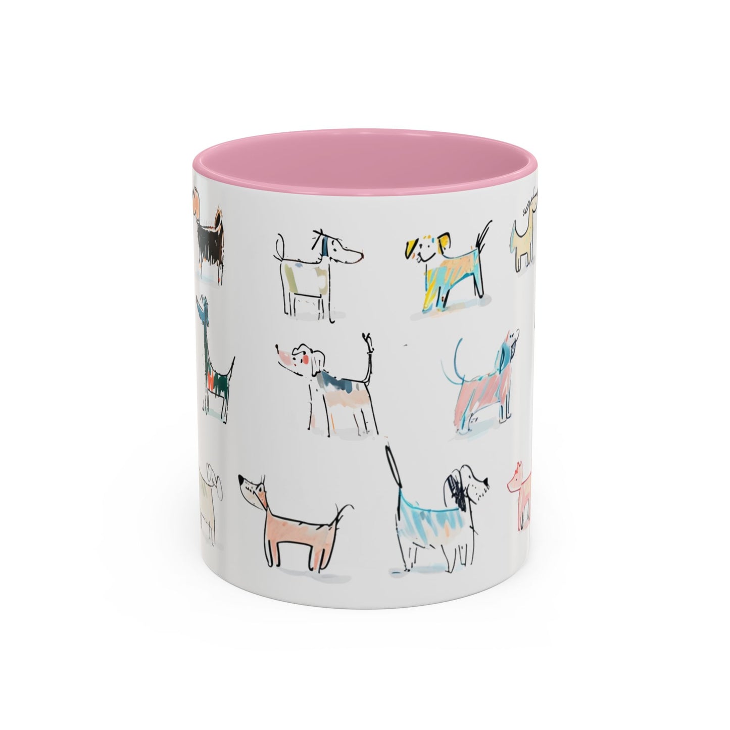 Colorful Doodle Dog-Themed Mugs, Cute Animal Mug, Pet Lover Gift, Coffee Cup, Dog Parent Present