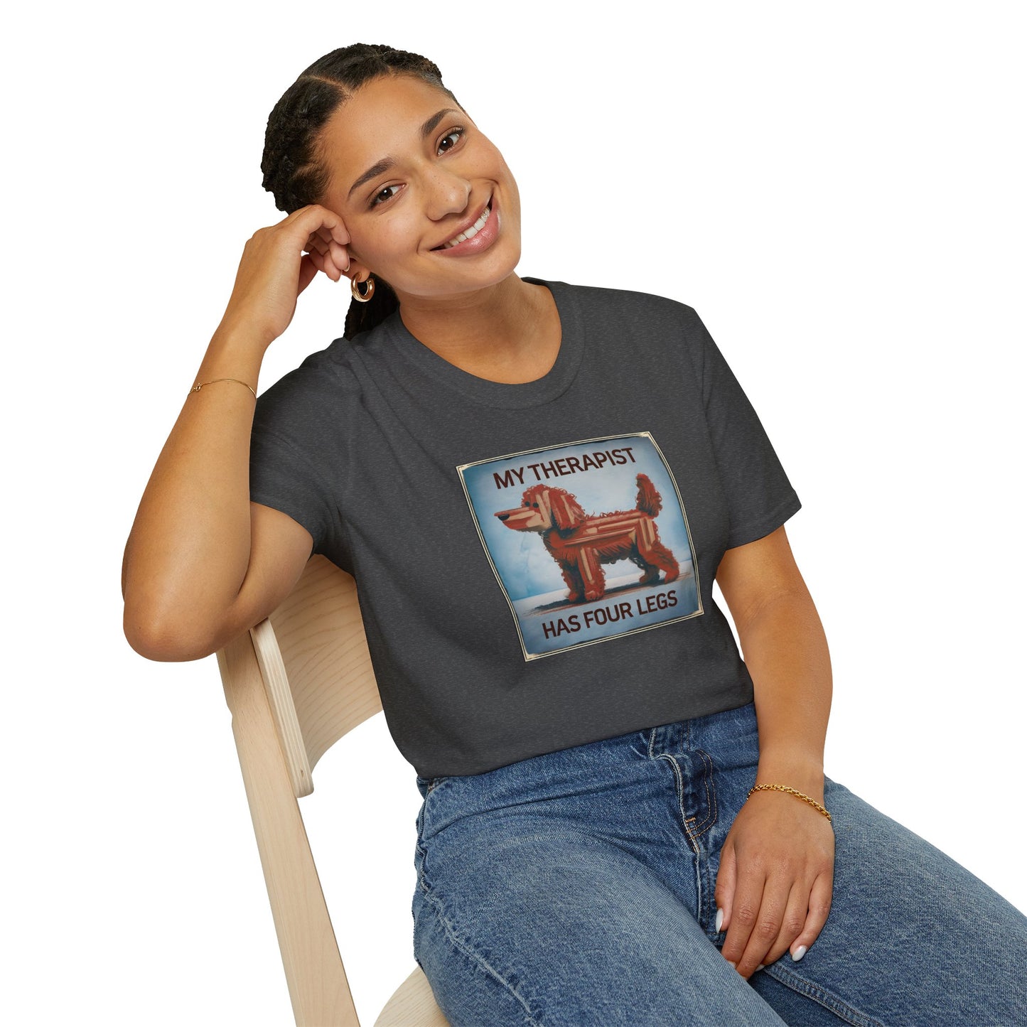 My Therapist Has Four Legs, Funny Dog Lover T-Shirt, Pet Owner Gift, Casual Wear, Dog Mom Shirt, Humorous T-Shirt