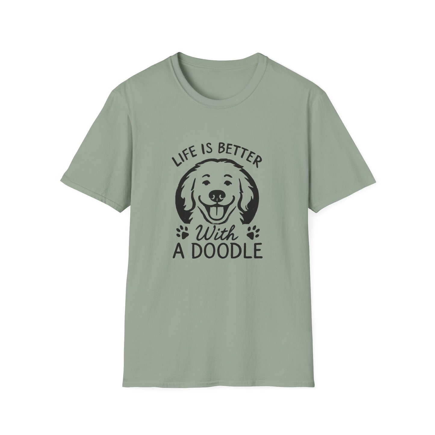 Unisex Softstyle T-Shirt, Life is Better with a Doodle, Funny Dog Shirt, Goldendoodle Tee