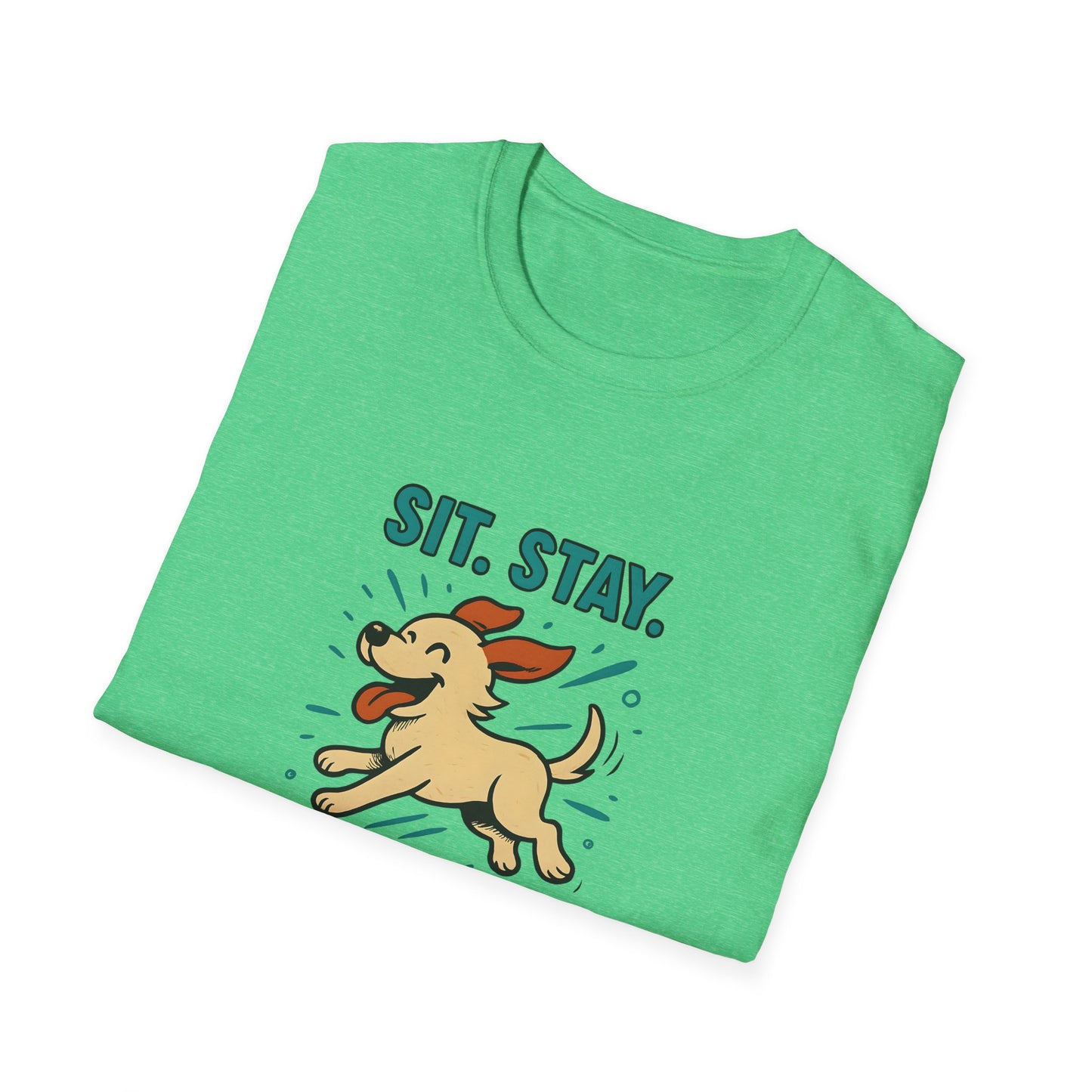Sit. Stay. Zoom Green and Tan Design. Unisex Softstyle T-Shirt