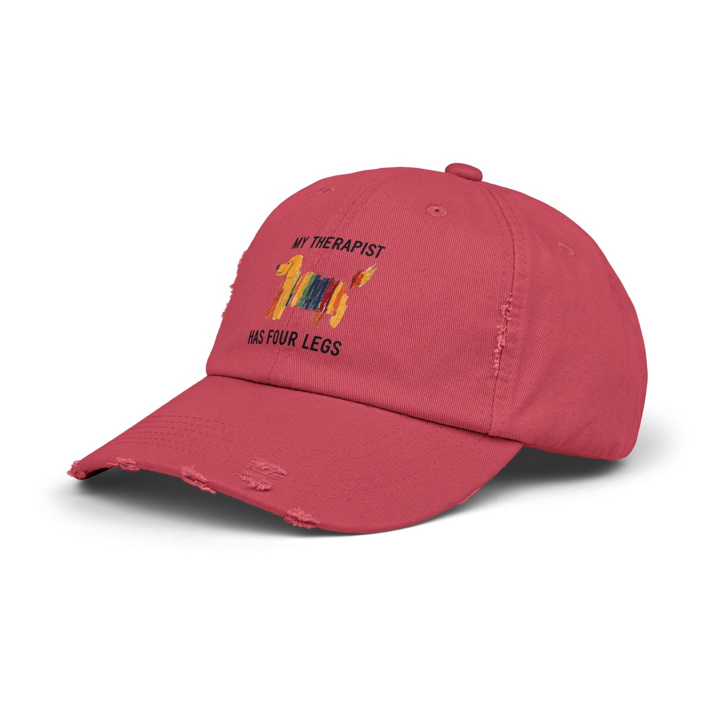 Unisex Distressed Cap: My Therapist Has Four Legs Hat