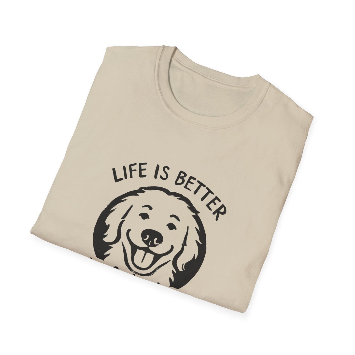 Unisex Softstyle T-Shirt, Life is Better with a Doodle, Funny Dog Shirt, Goldendoodle Tee