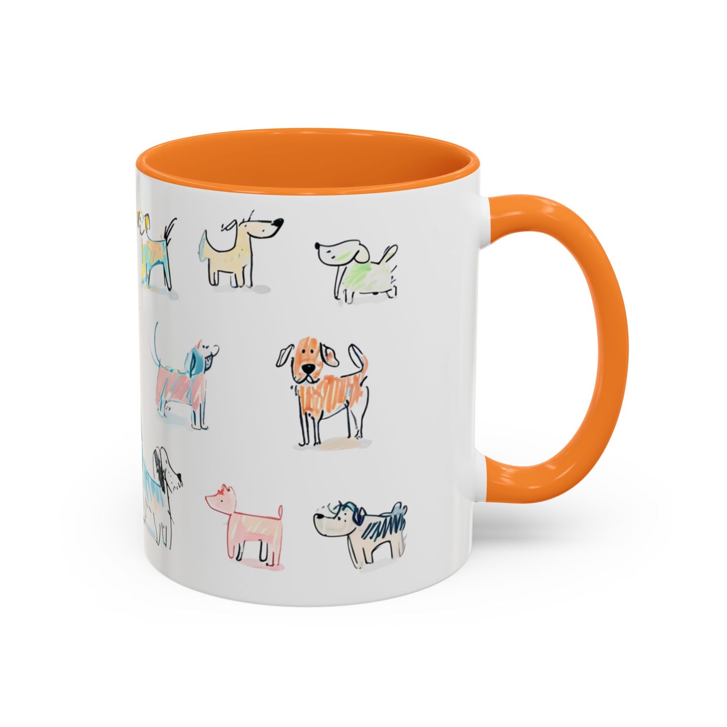 Colorful Doodle Dog-Themed Mugs, Cute Animal Mug, Pet Lover Gift, Coffee Cup, Dog Parent Present
