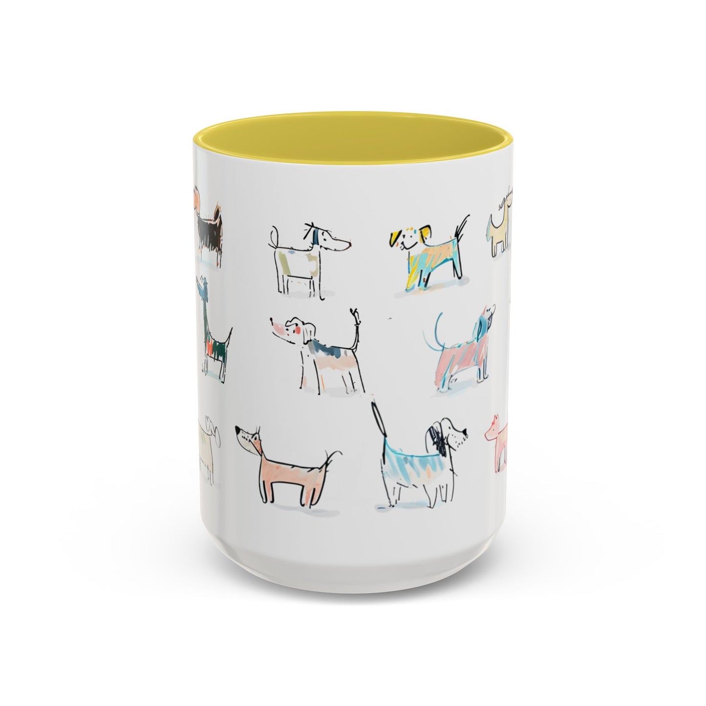 Colorful Doodle Dog-Themed Mugs, Cute Animal Mug, Pet Lover Gift, Coffee Cup, Dog Parent Present