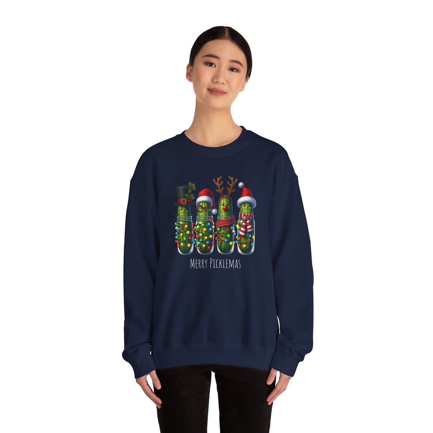 Pickle-Themed Sweatshirt: Merry Picklemas Crewneck for Holiday Cheer, Funny Gift for Pickle Lovers, Christmas Apparel