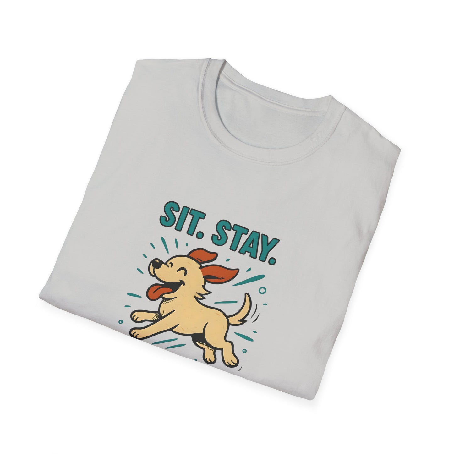 Sit. Stay. Zoom Green and Tan Design. Unisex Softstyle T-Shirt