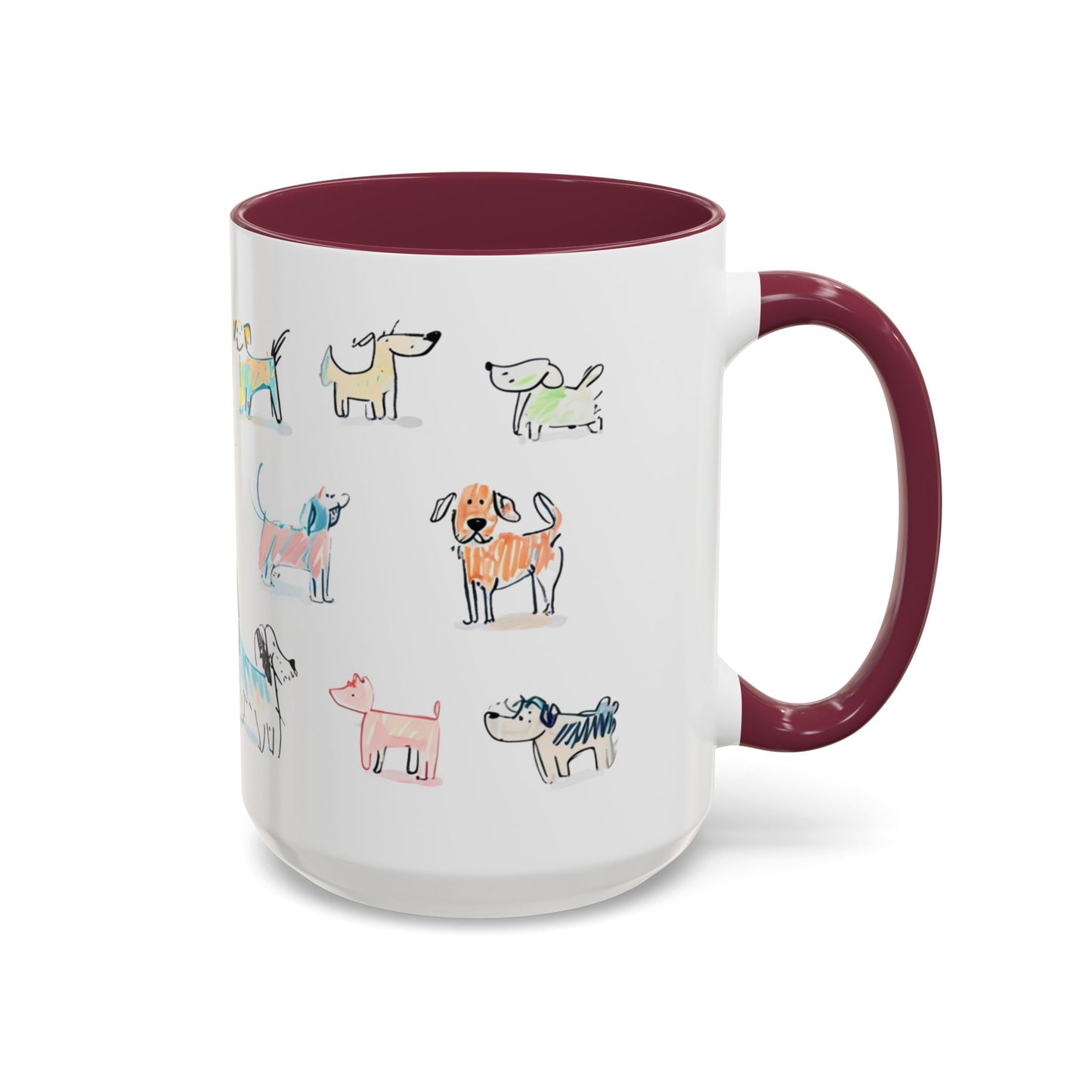 Colorful Doodle Dog-Themed Mugs, Cute Animal Mug, Pet Lover Gift, Coffee Cup, Dog Parent Present