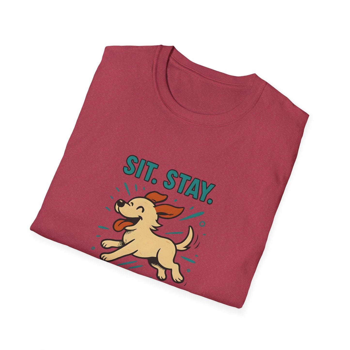 Sit. Stay. Zoom Green and Tan Design. Unisex Softstyle T-Shirt