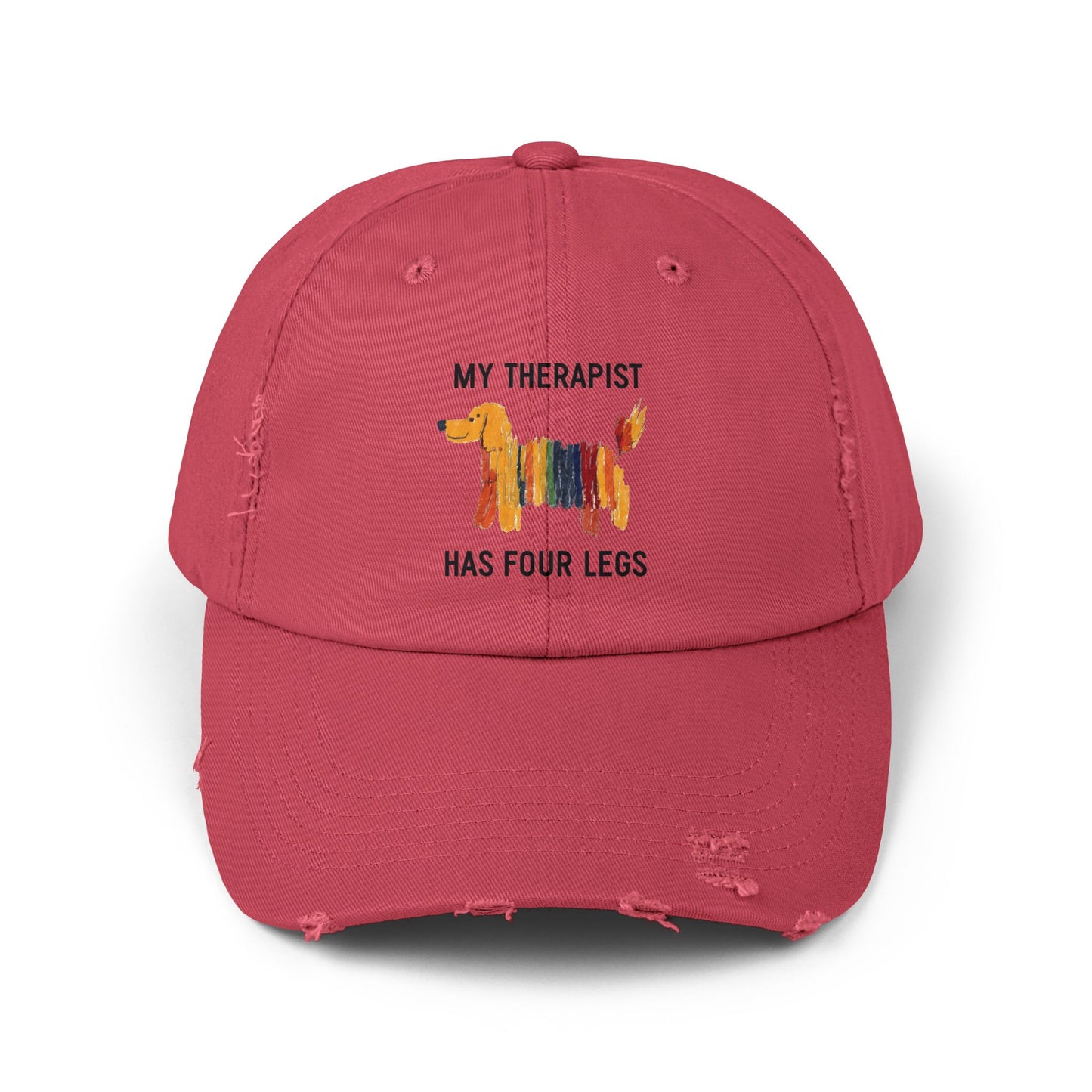Unisex Distressed Cap: My Therapist Has Four Legs Hat