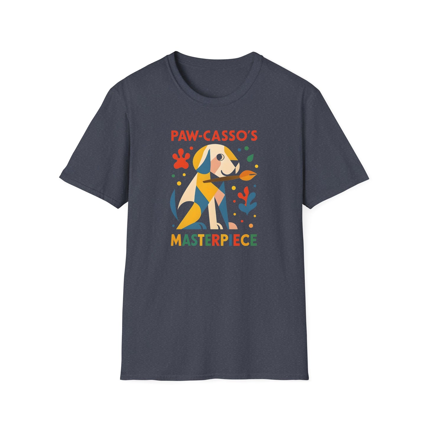 Whimsical Dog Art Unisex Softstyle T-Shirt, Pet Lover's Gift, Casual Wear, Art Enthusiast Apparel, Dog-themed Tee, Unique Birthday Gift