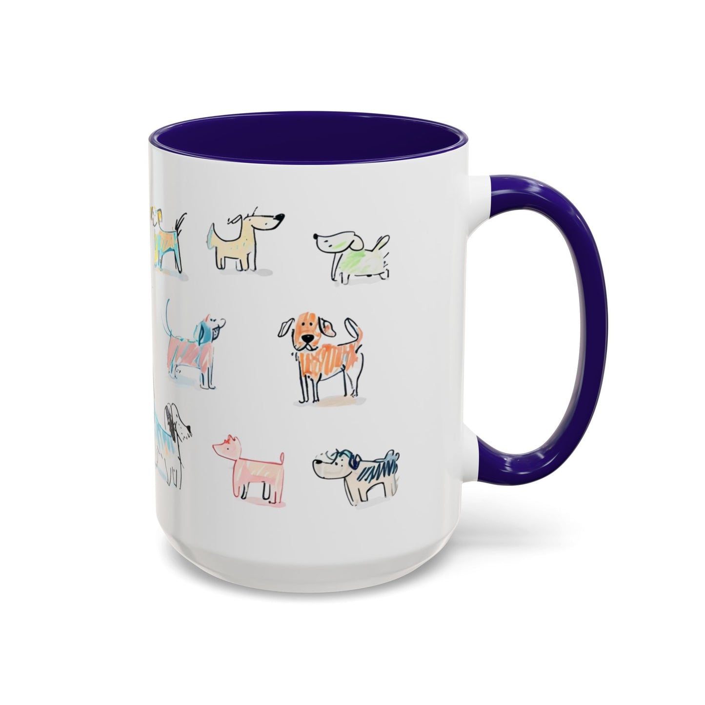 Colorful Doodle Dog-Themed Mugs, Cute Animal Mug, Pet Lover Gift, Coffee Cup, Dog Parent Present