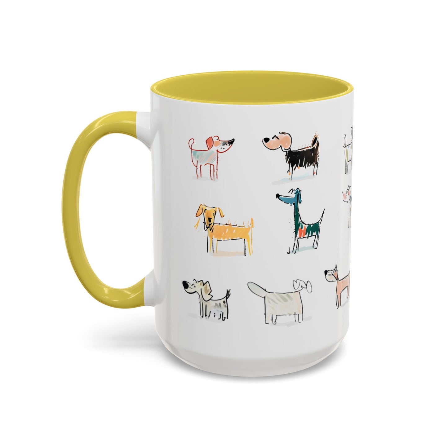 Colorful Doodle Dog-Themed Mugs, Cute Animal Mug, Pet Lover Gift, Coffee Cup, Dog Parent Present