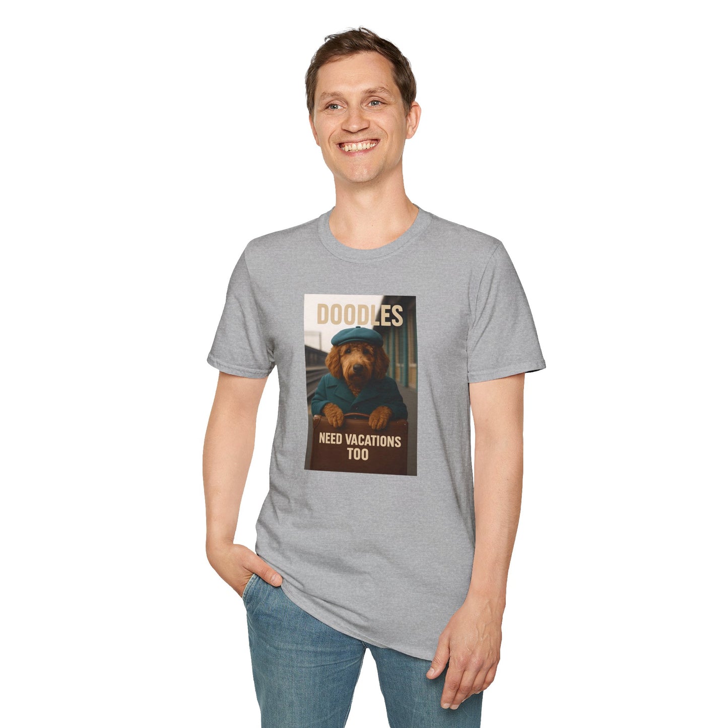 Doodles Need Vacations Too, Unisex Softstyle T-Shirt, Cute Dog Vacation Tee, Pet Lover Gift, Animal Apparel, Funny Dog T-Shirt