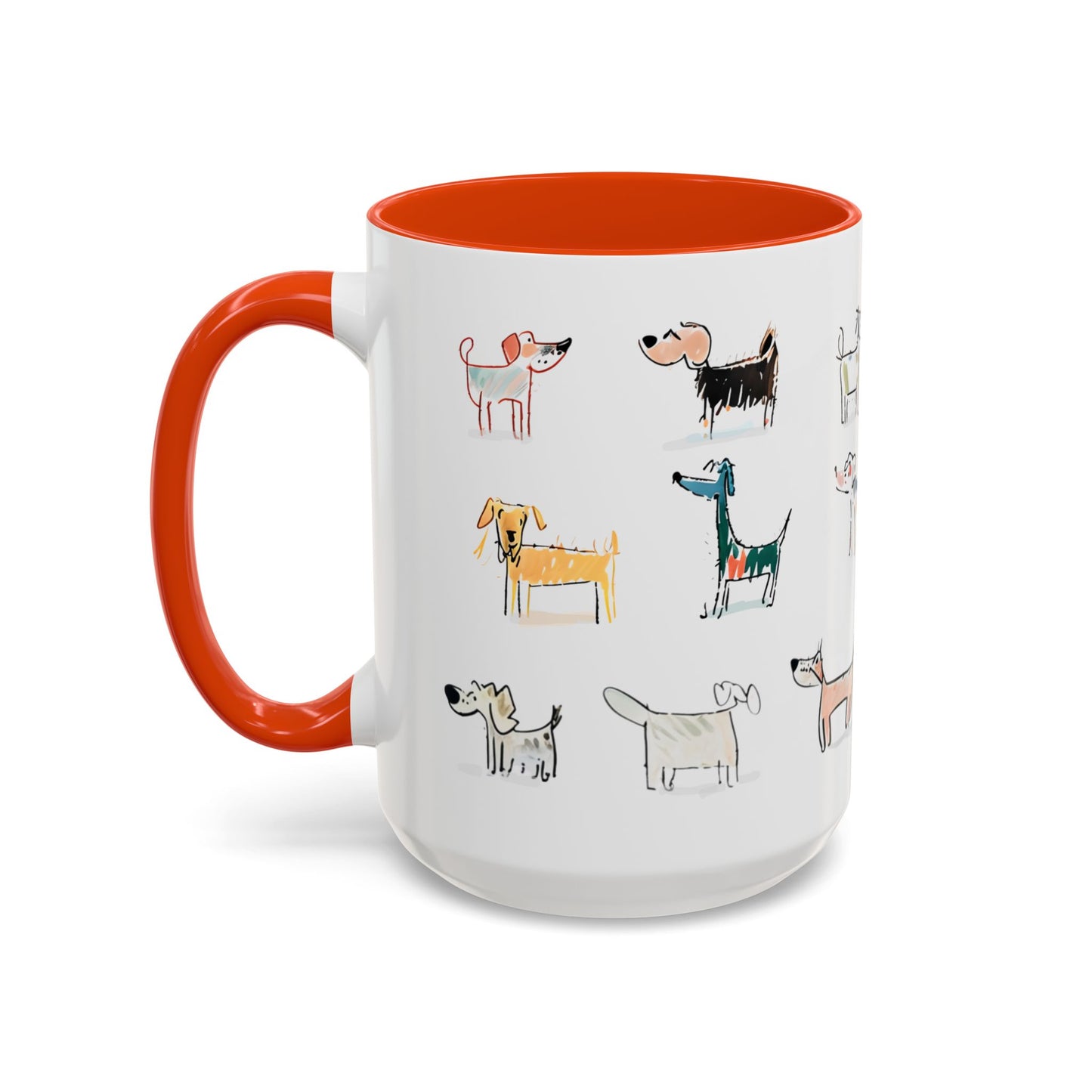 Colorful Doodle Dog-Themed Mugs, Cute Animal Mug, Pet Lover Gift, Coffee Cup, Dog Parent Present