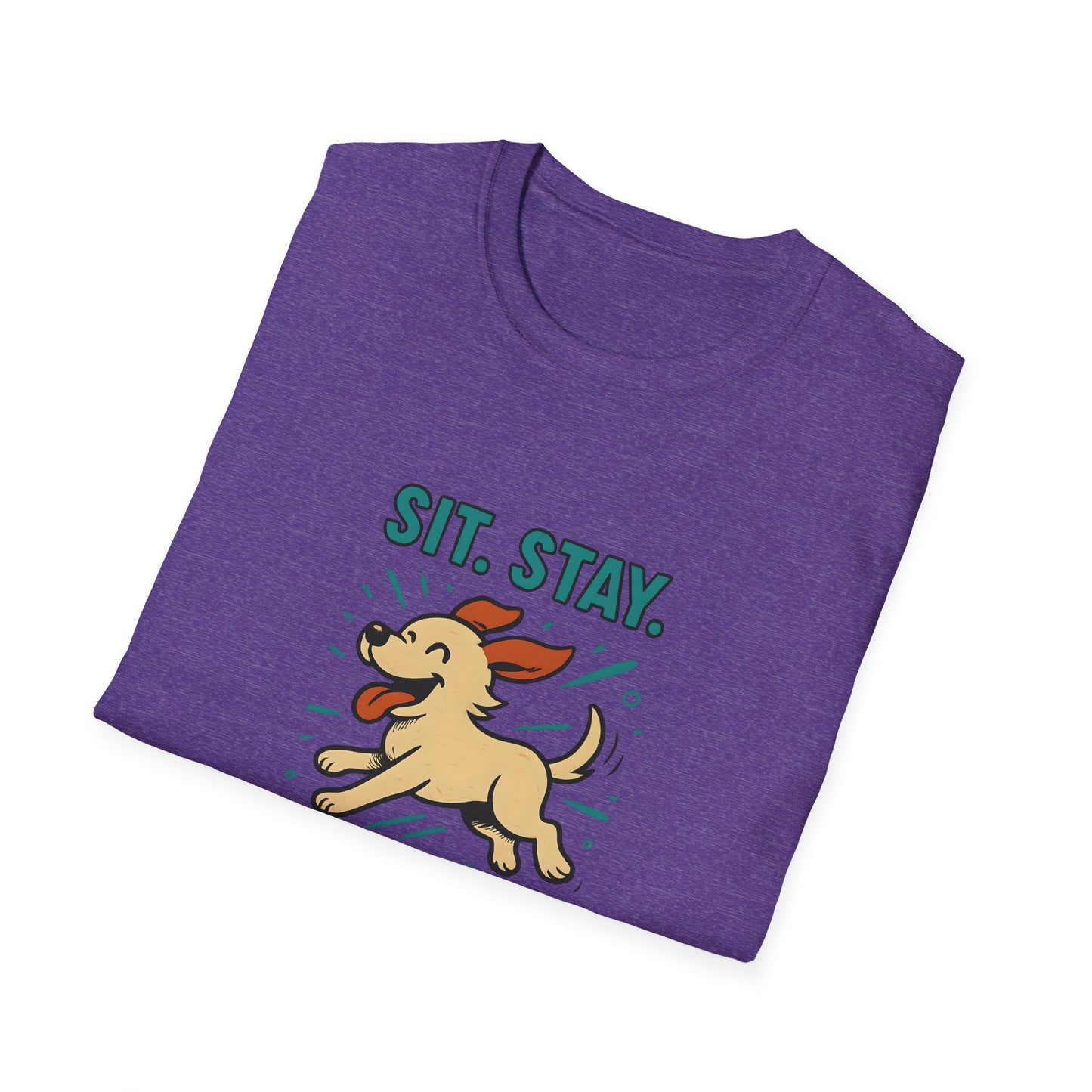 Sit. Stay. Zoom Green and Tan Design. Unisex Softstyle T-Shirt