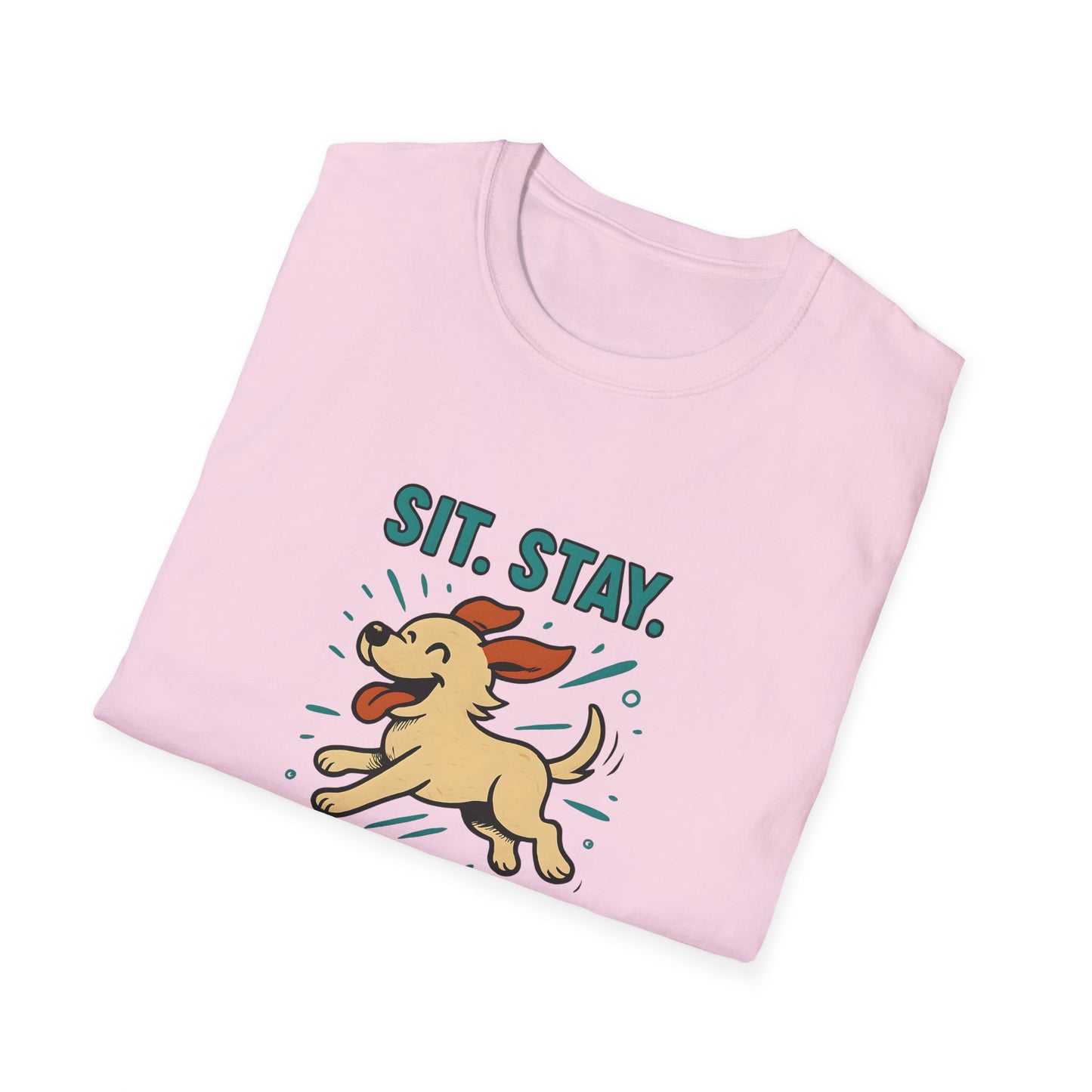 Sit. Stay. Zoom Green and Tan Design. Unisex Softstyle T-Shirt