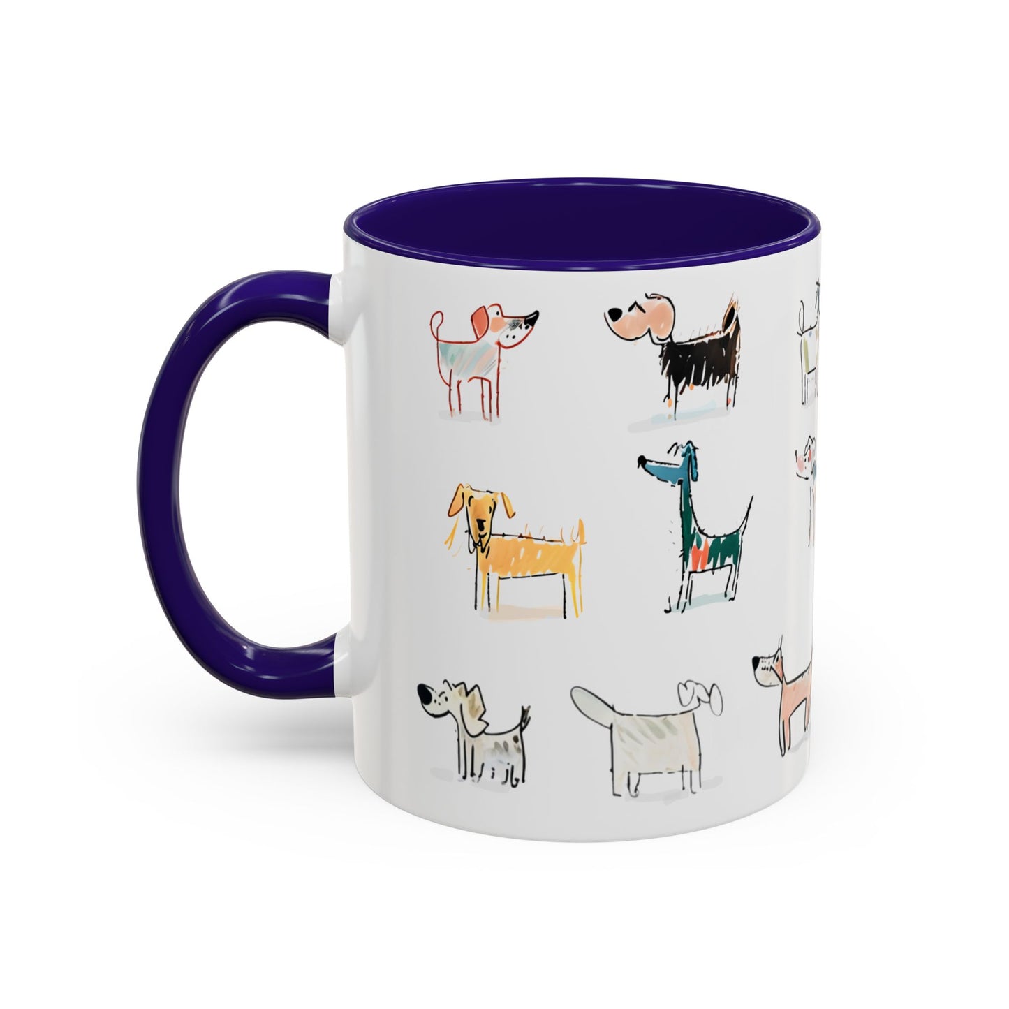 Colorful Doodle Dog-Themed Mugs, Cute Animal Mug, Pet Lover Gift, Coffee Cup, Dog Parent Present
