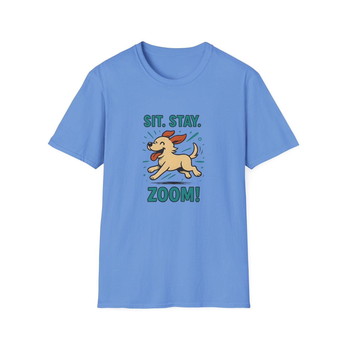 Sit. Stay. Zoom Green and Tan Design. Unisex Softstyle T-Shirt