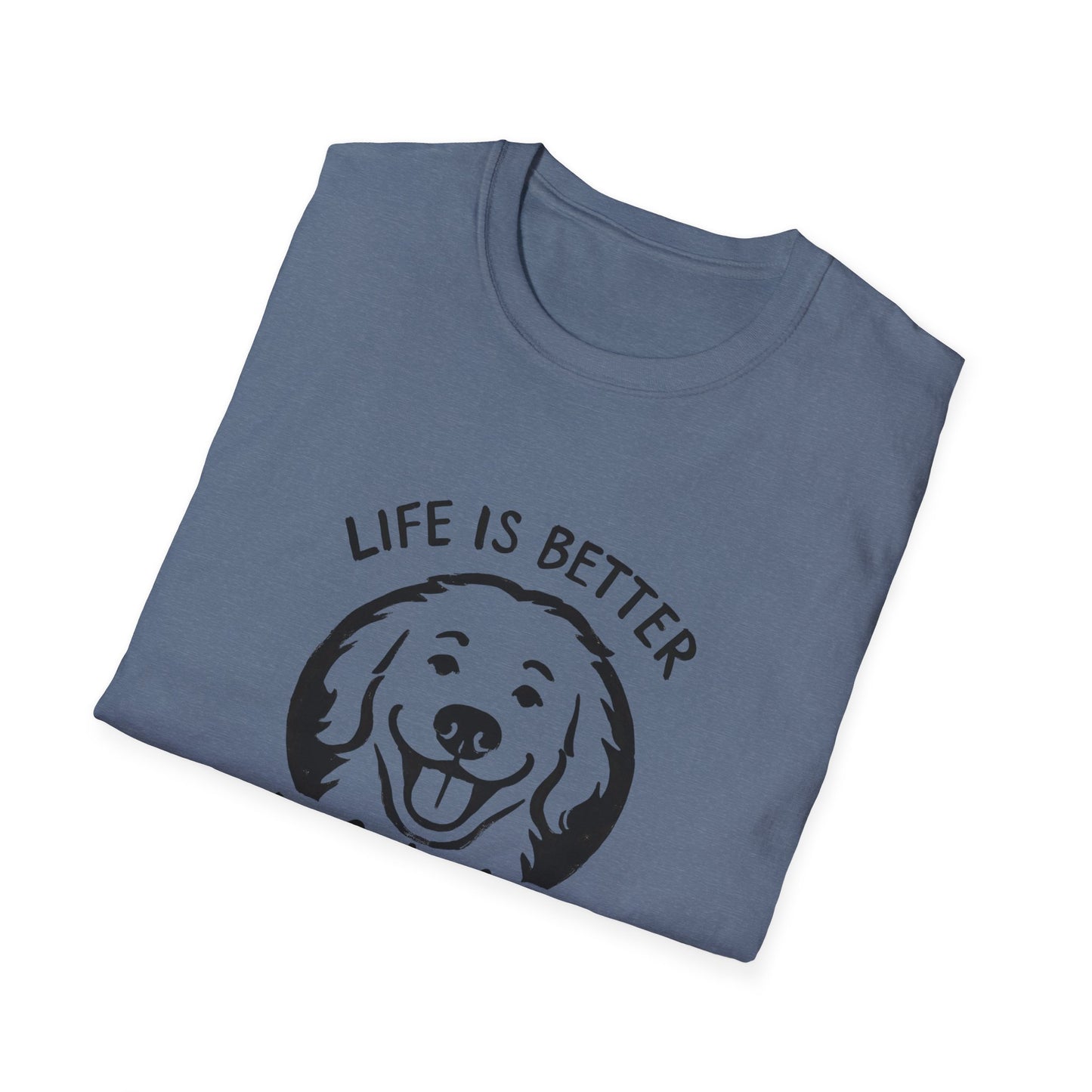 Unisex Softstyle T-Shirt, Life is Better with a Doodle, Funny Dog Shirt, Goldendoodle Tee
