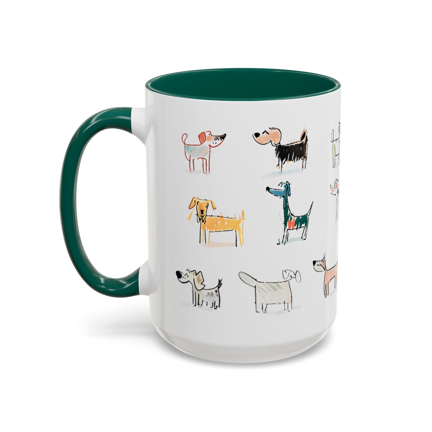 Colorful Doodle Dog-Themed Mugs, Cute Animal Mug, Pet Lover Gift, Coffee Cup, Dog Parent Present