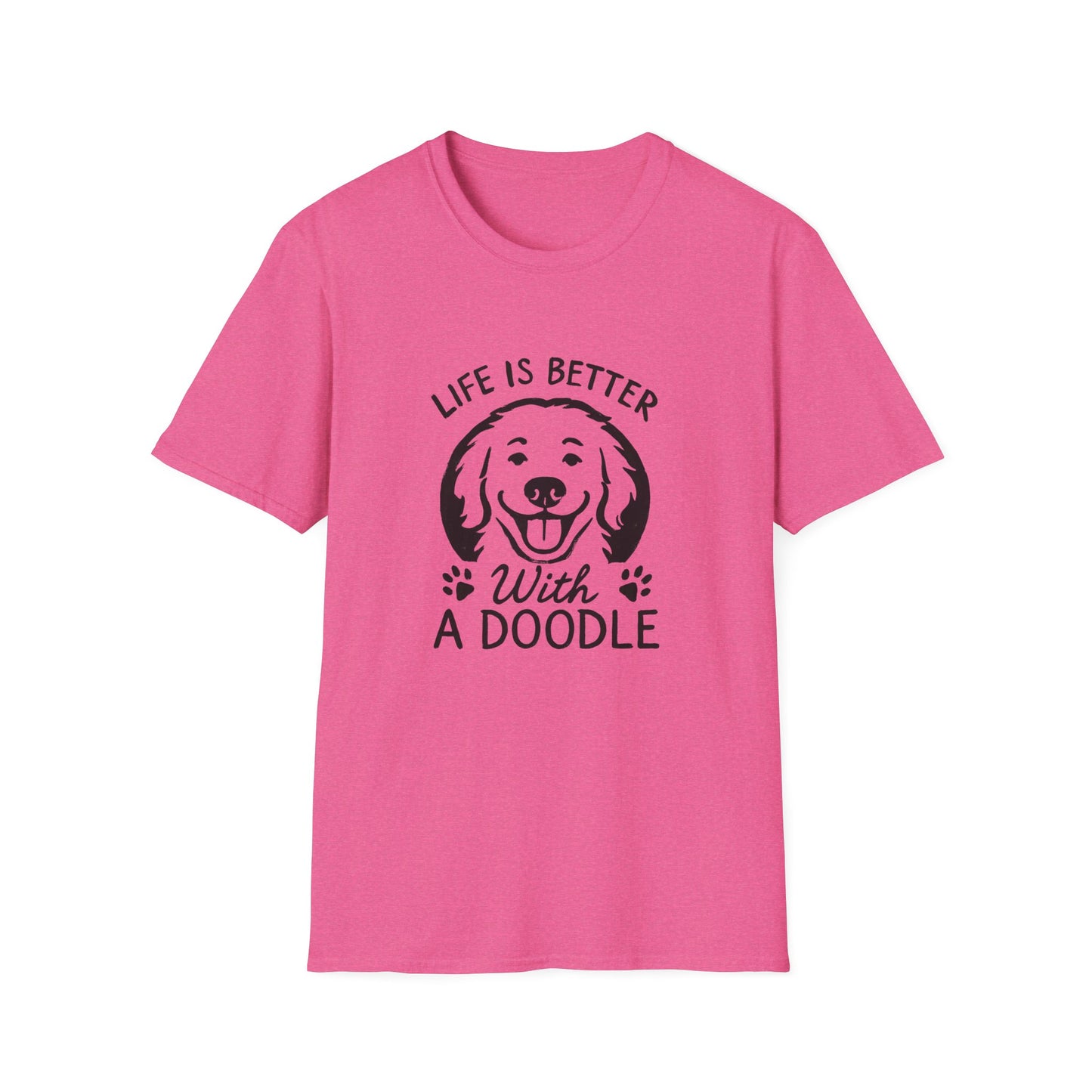 Unisex Softstyle T-Shirt, Life is Better with a Doodle, Funny Dog Shirt, Goldendoodle Tee