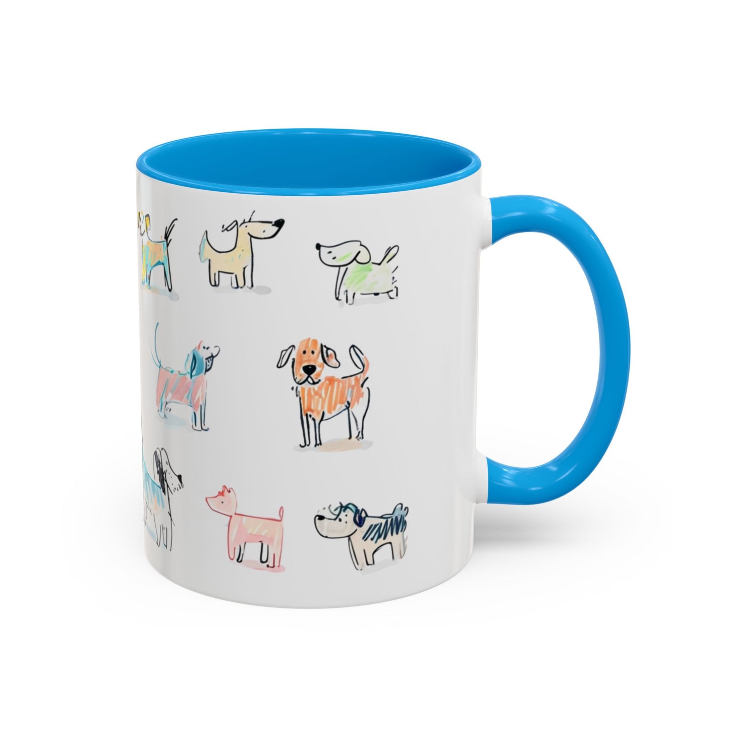 Colorful Doodle Dog-Themed Mugs, Cute Animal Mug, Pet Lover Gift, Coffee Cup, Dog Parent Present