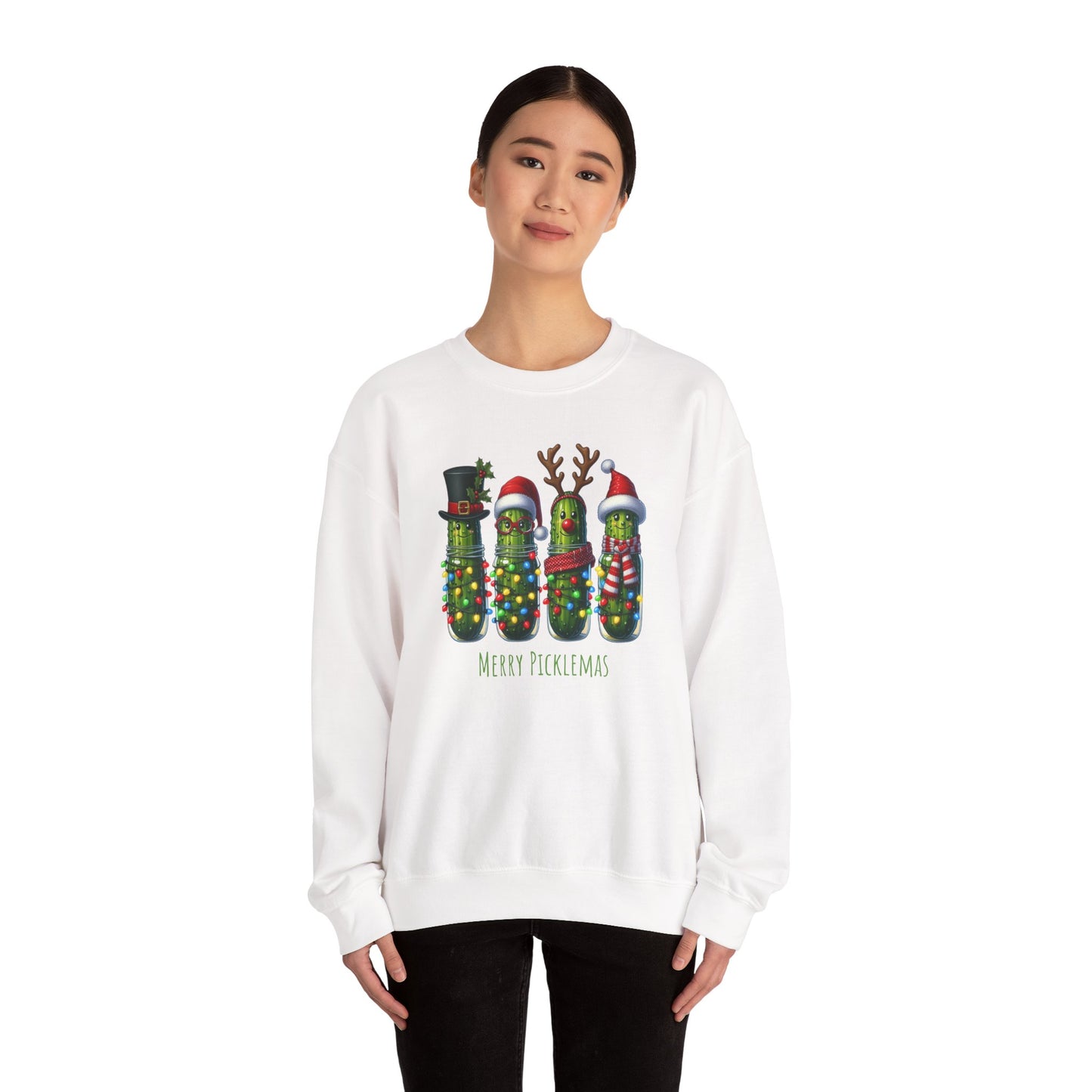Pickle-Themed Sweatshirt: Merry Picklemas Crewneck for Holiday Cheer, Funny Gift for Pickle Lovers, Christmas Apparel