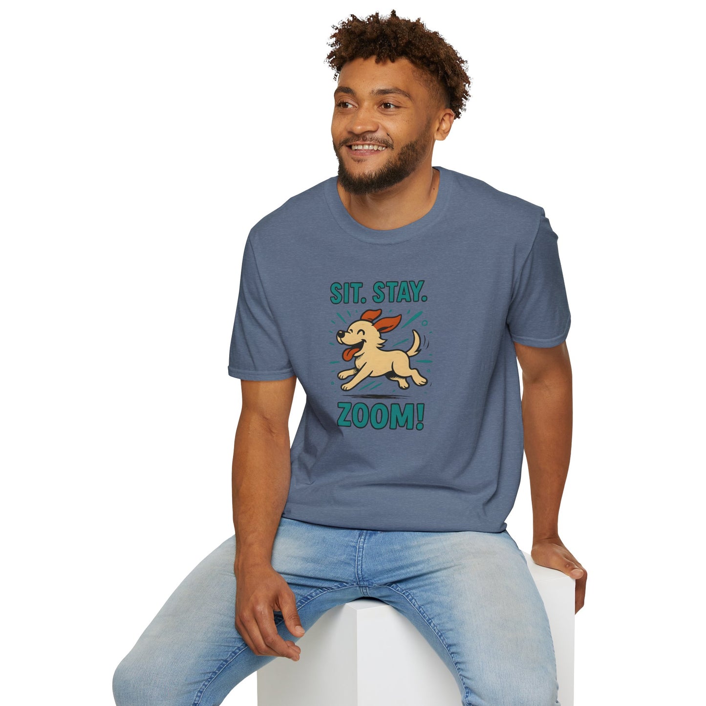 Sit. Stay. Zoom. Playful Doodle Dog Lover T-Shirt, Pet Gift, Funny Tee for Dog Owners, Gift for Moms