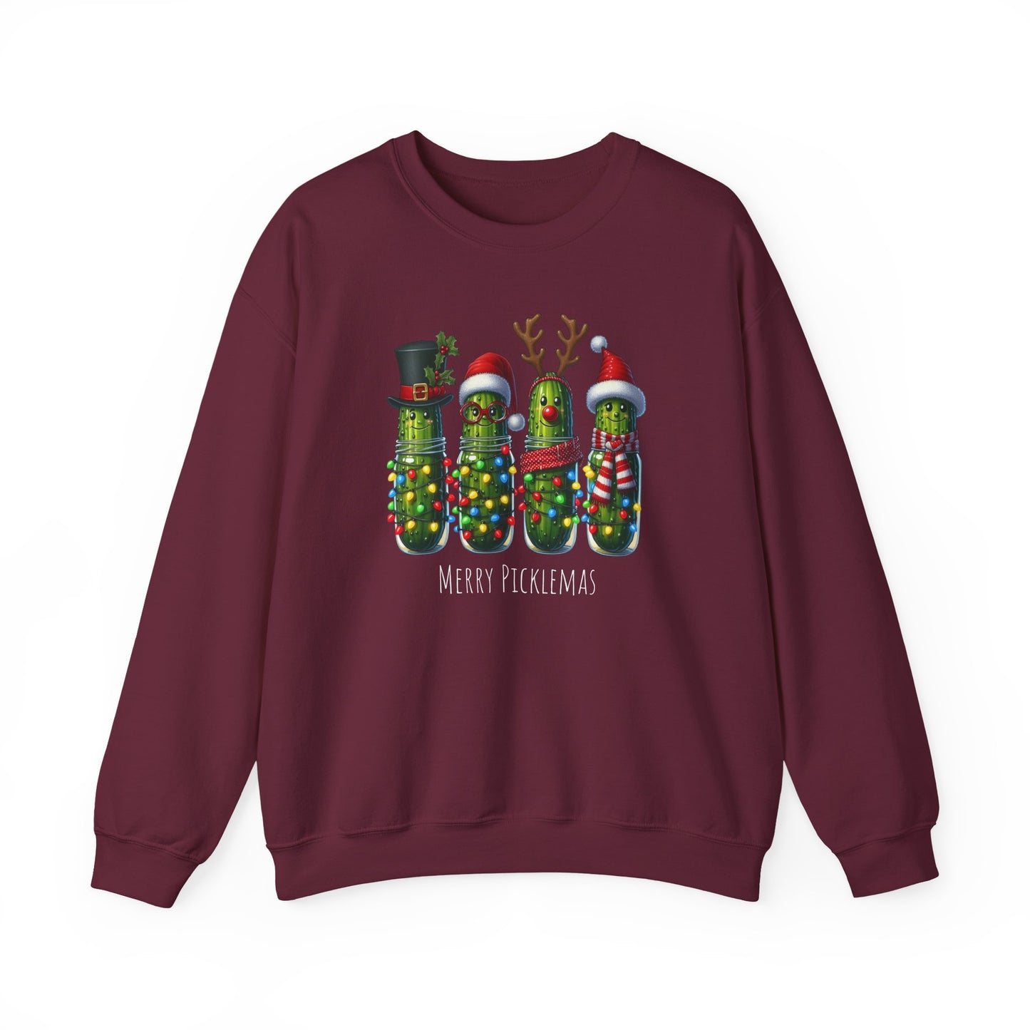 Pickle-Themed Sweatshirt: Merry Picklemas Crewneck for Holiday Cheer, Funny Gift for Pickle Lovers, Christmas Apparel