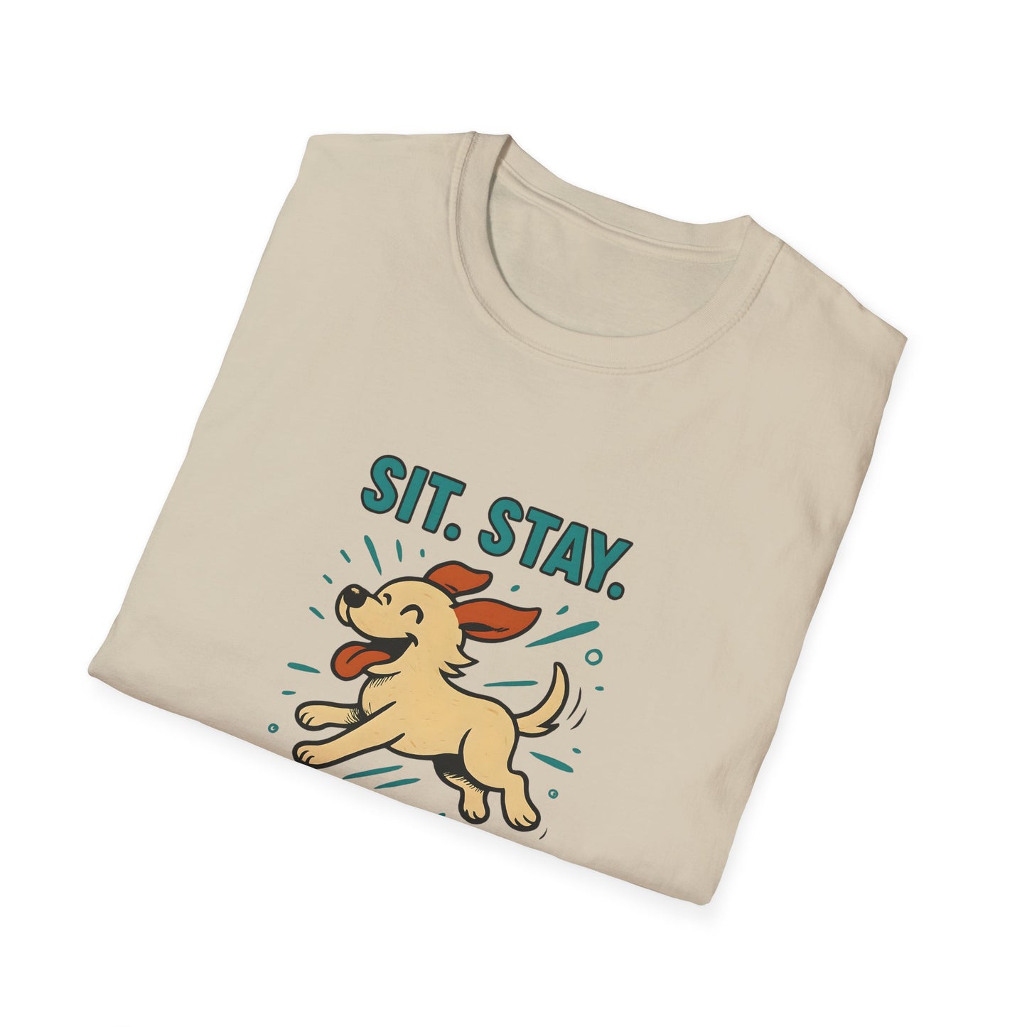 Sit. Stay. Zoom Green and Tan Design. Unisex Softstyle T-Shirt
