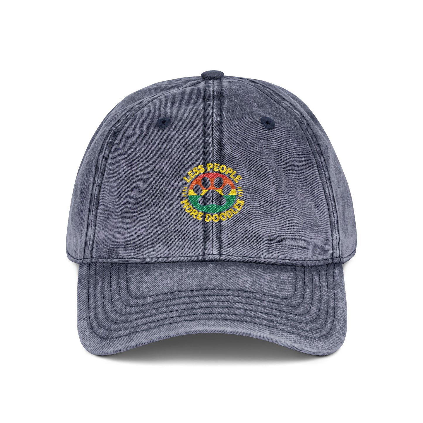 Vintage Embroidered Dog Cap, Less People - More Doodles, Casual Baseball Hat, Gift for Pet Lovers