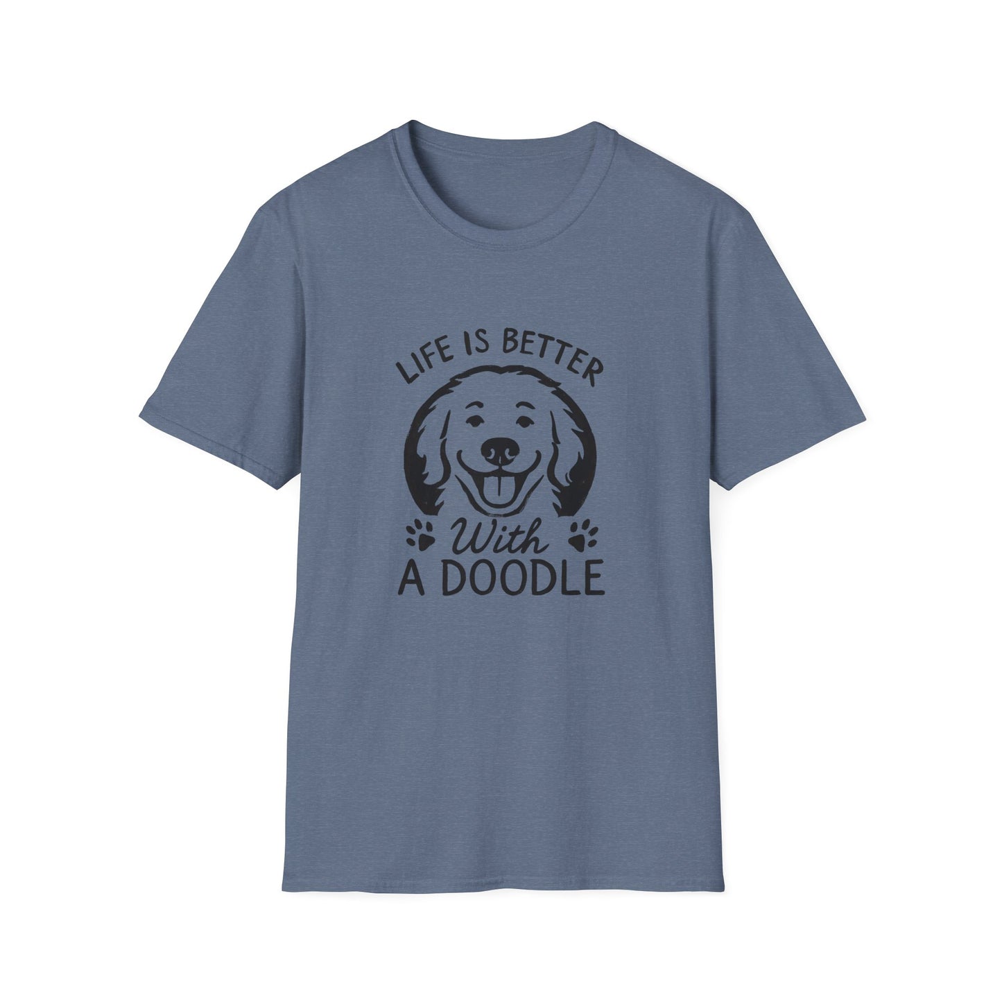 Unisex Softstyle T-Shirt, Life is Better with a Doodle, Funny Dog Shirt, Goldendoodle Tee
