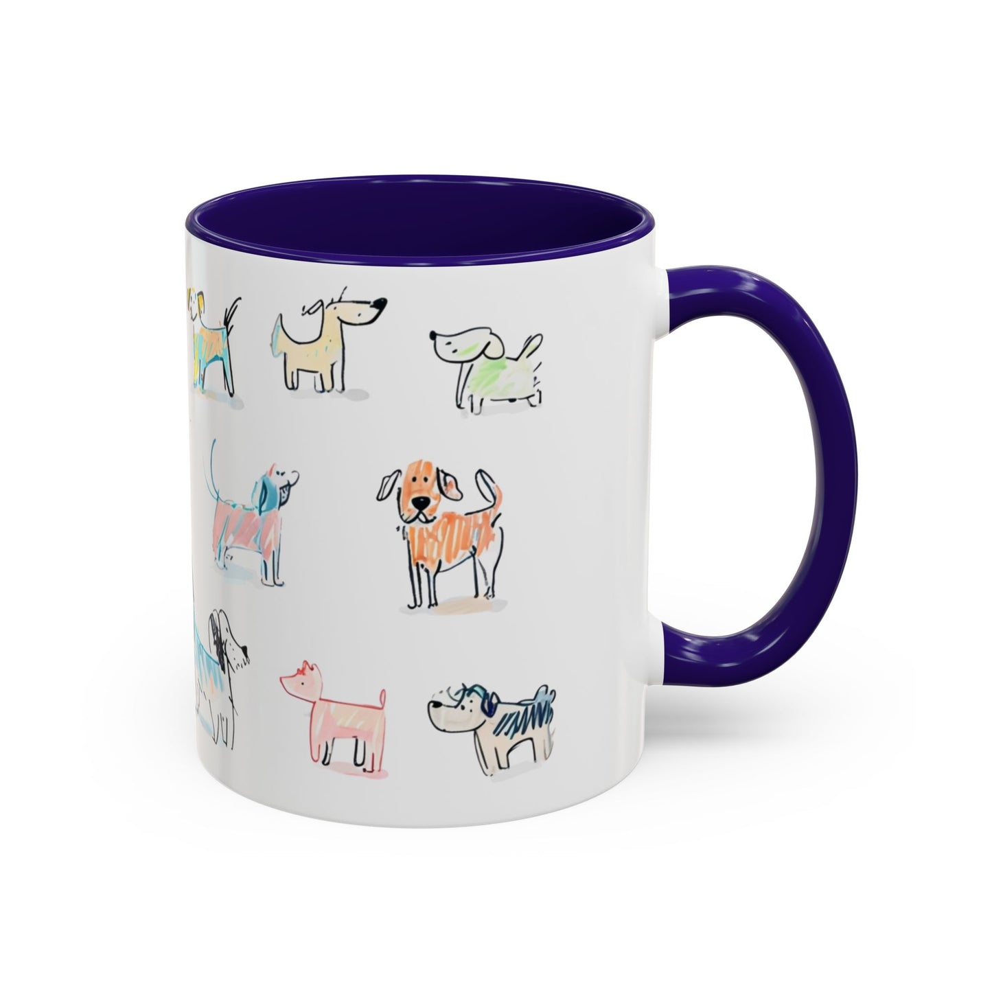 Colorful Doodle Dog-Themed Mugs, Cute Animal Mug, Pet Lover Gift, Coffee Cup, Dog Parent Present