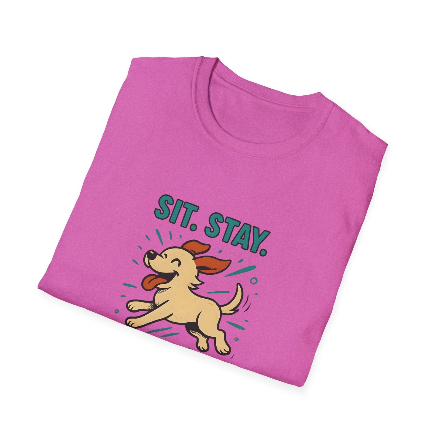 Sit. Stay. Zoom Green and Tan Design. Unisex Softstyle T-Shirt