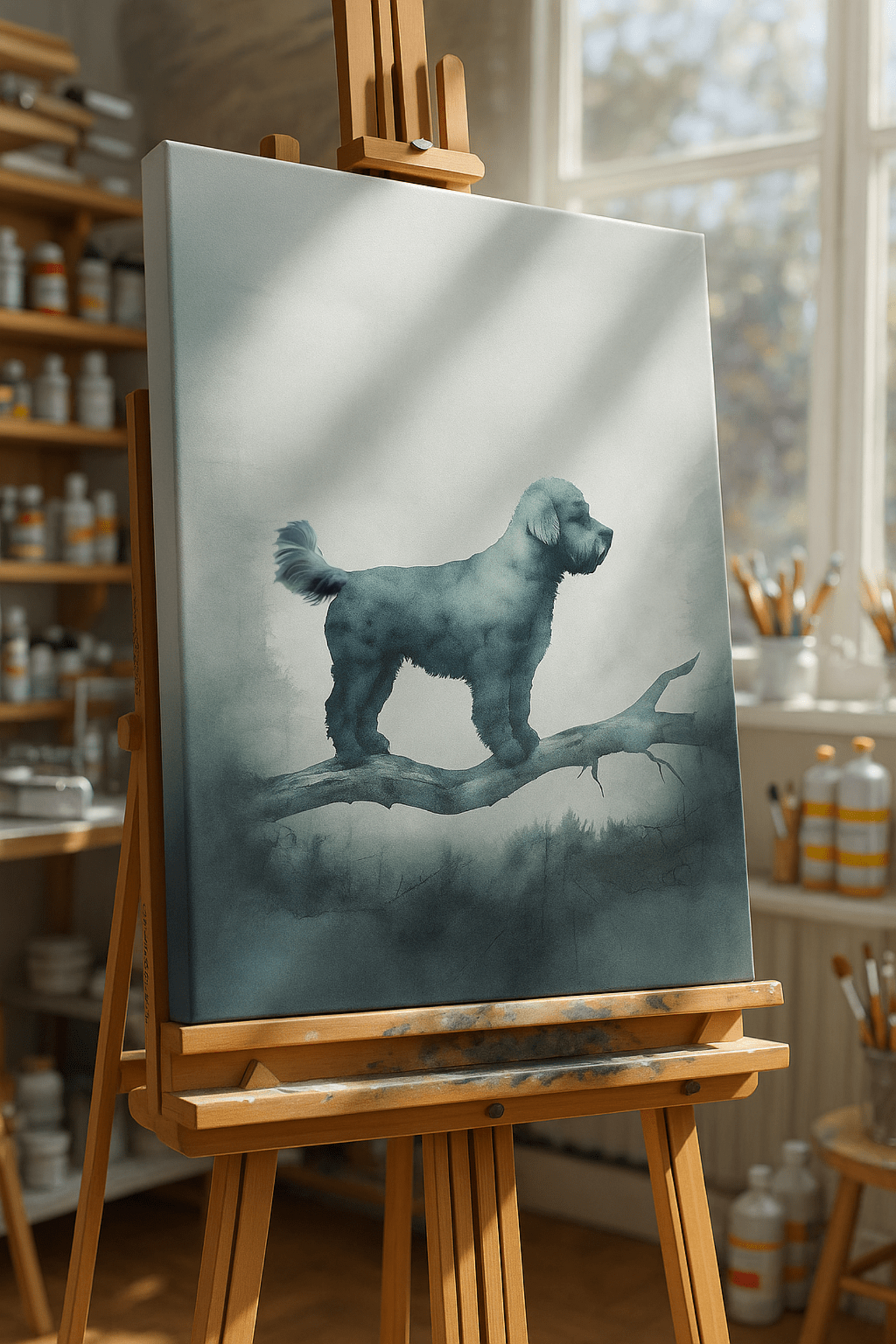 Elegant Dog Silhouette Canvas Art, Pet Lover Wall Decor, Home Decoration, Dog Owner Gift, Unique Animal Art, Gallery Wrap Print