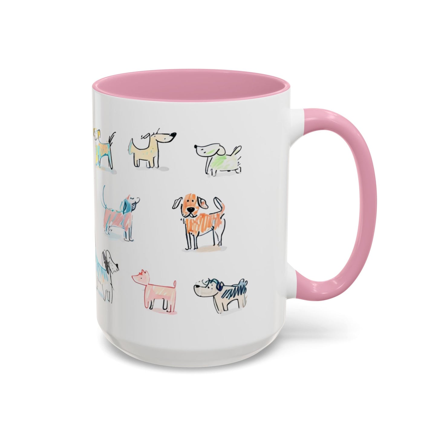 Colorful Doodle Dog-Themed Mugs, Cute Animal Mug, Pet Lover Gift, Coffee Cup, Dog Parent Present