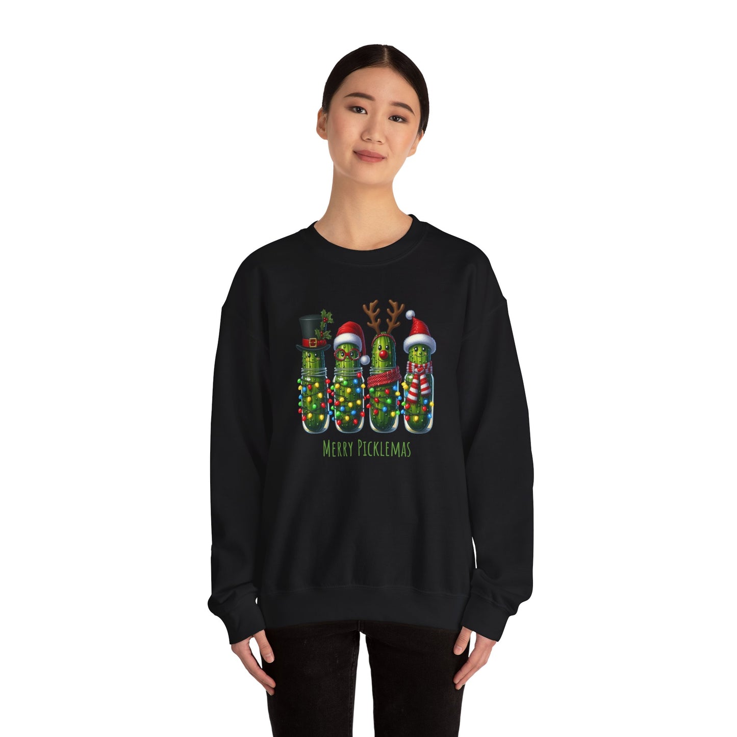 Pickle-Themed Sweatshirt: Merry Picklemas Crewneck for Holiday Cheer, Funny Gift for Pickle Lovers, Christmas Apparel