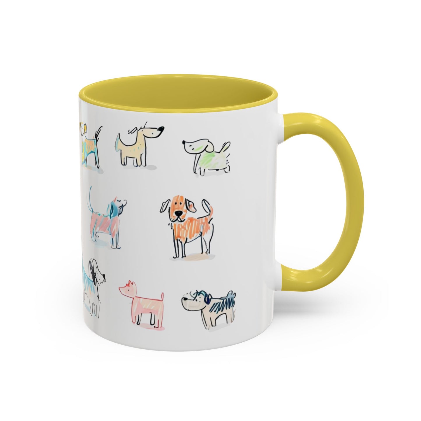 Colorful Doodle Dog-Themed Mugs, Cute Animal Mug, Pet Lover Gift, Coffee Cup, Dog Parent Present