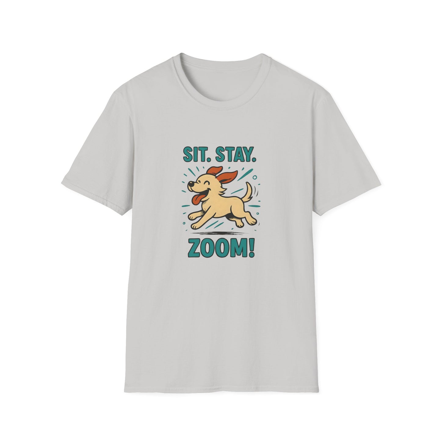 Sit. Stay. Zoom Green and Tan Design. Unisex Softstyle T-Shirt