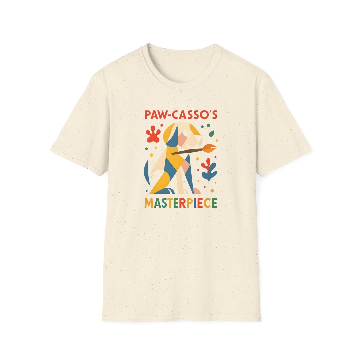 Whimsical Dog Art Unisex Softstyle T-Shirt, Pet Lover's Gift, Casual Wear, Art Enthusiast Apparel, Dog-themed Tee, Unique Birthday Gift