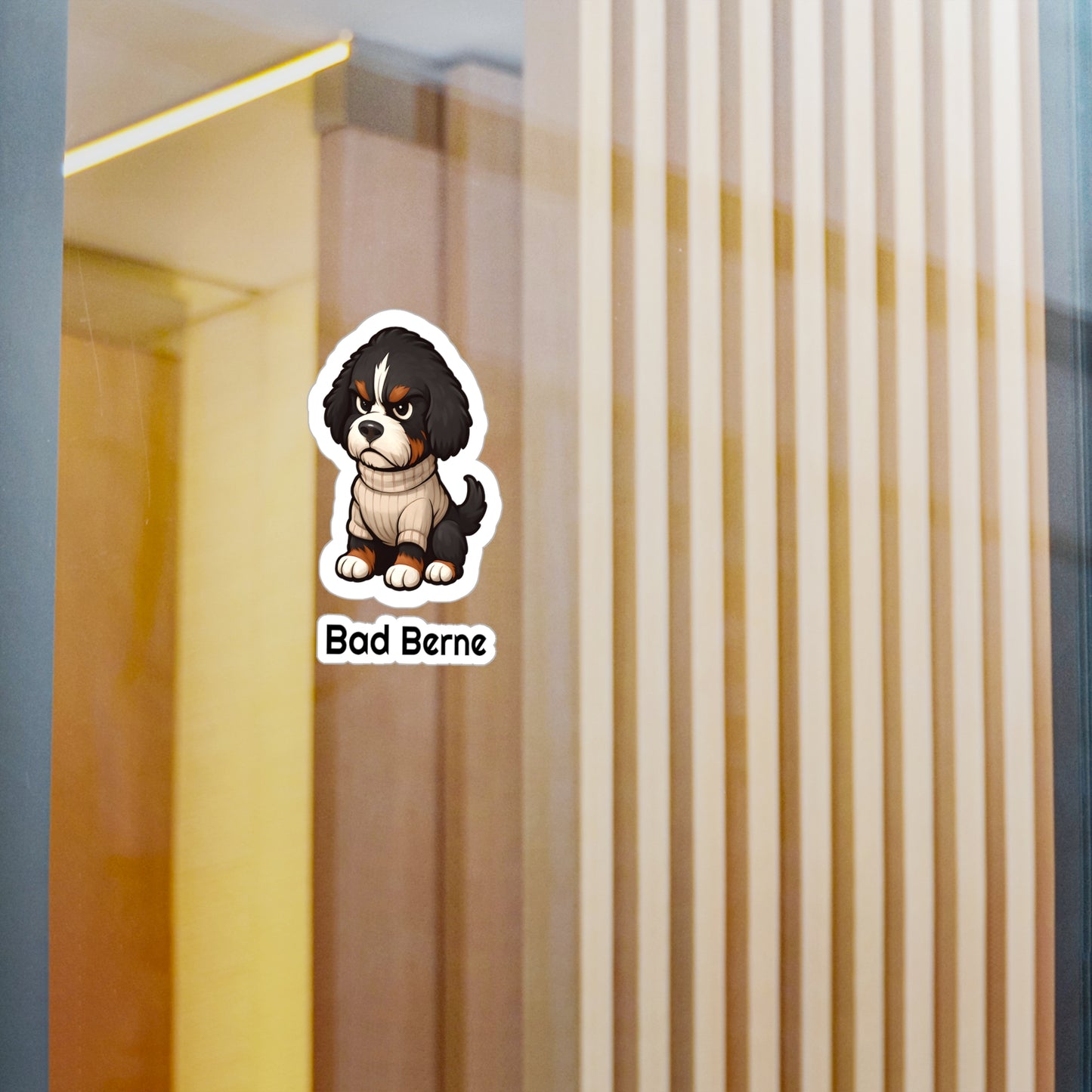 Bad Berne - Bernedoodle Sticker, Cute Dog Kiss-Cut Vinyl Decals | Pet Lover Stickers, Laptop Decals, Gift for Dog Owners