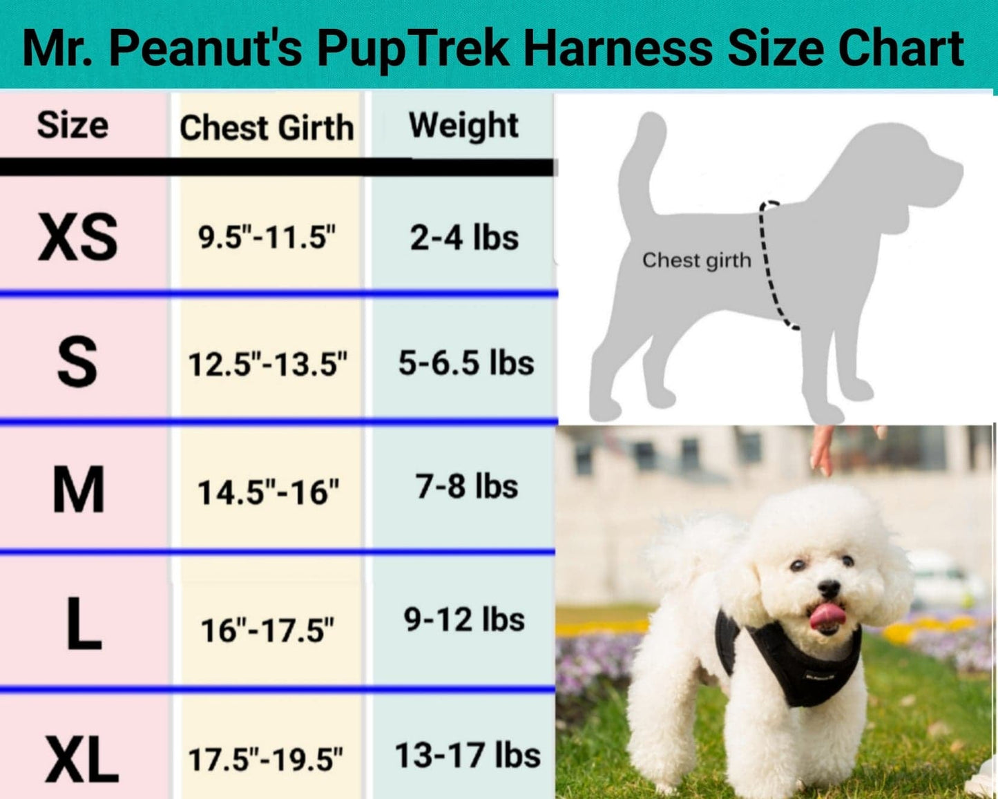 Mr. Peanut's PupTrek Harness and Leash Set, Small Dog/Cat Soft Mesh Step In Harness Vest