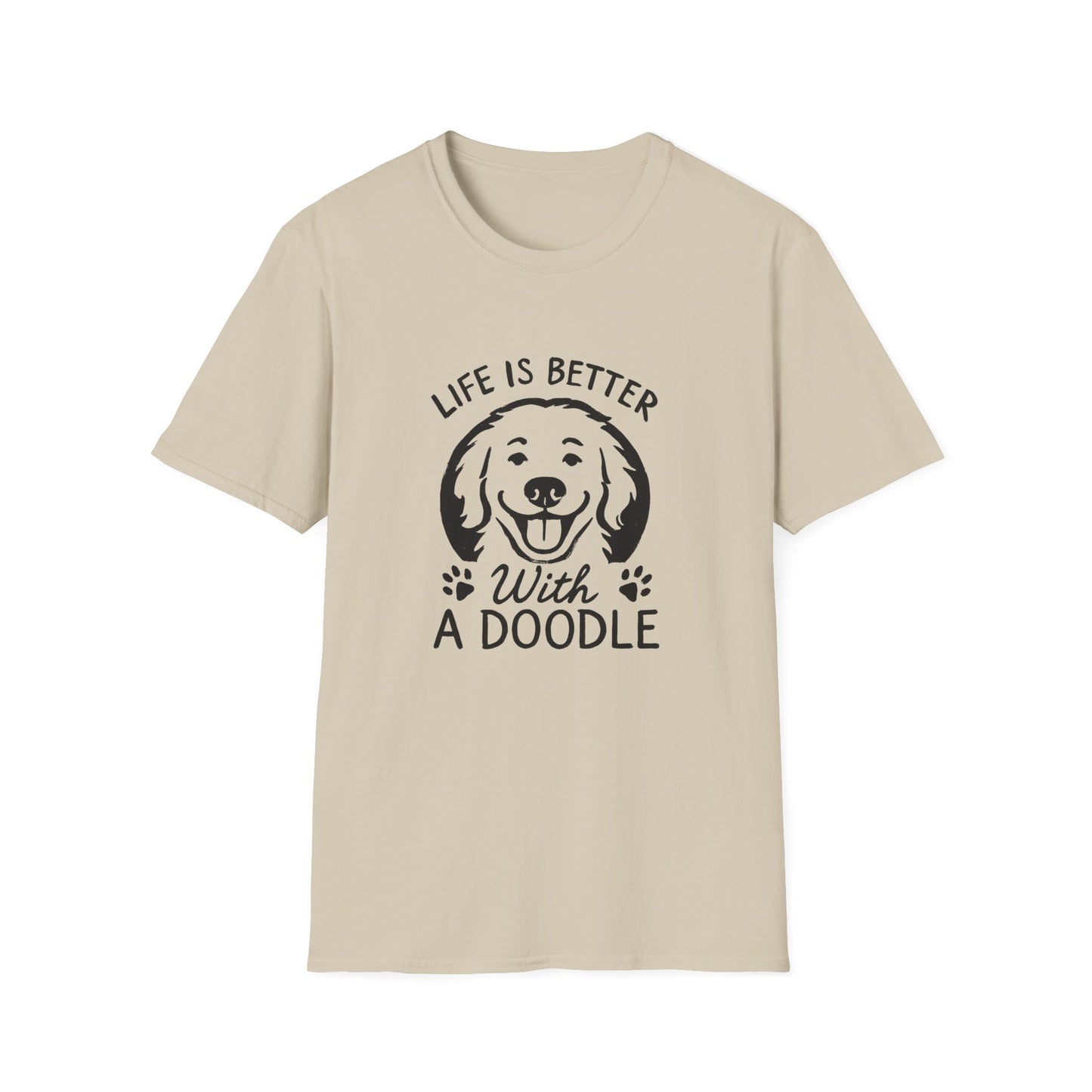 Unisex Softstyle T-Shirt, Life is Better with a Doodle, Funny Dog Shirt, Goldendoodle Tee