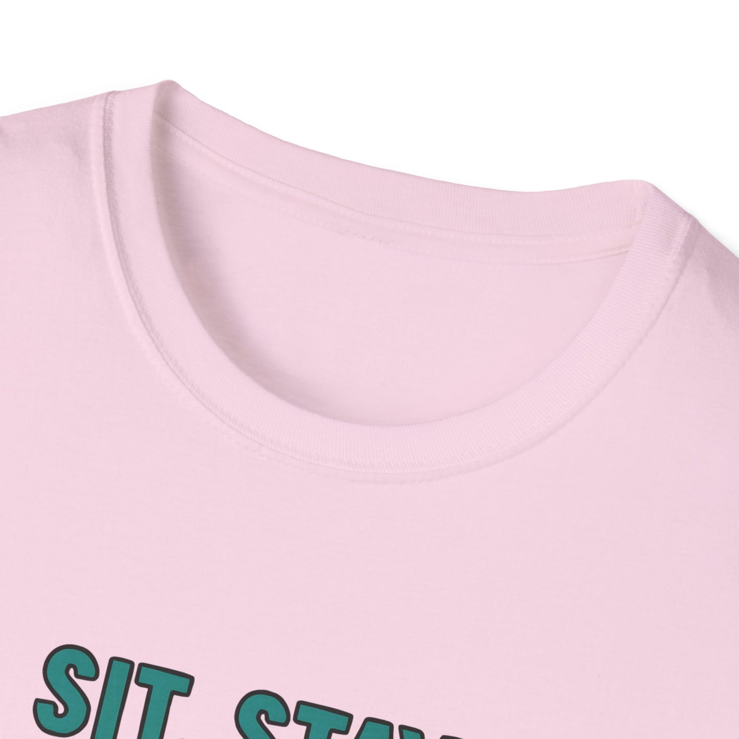 Sit. Stay. Zoom Green and Tan Design. Unisex Softstyle T-Shirt