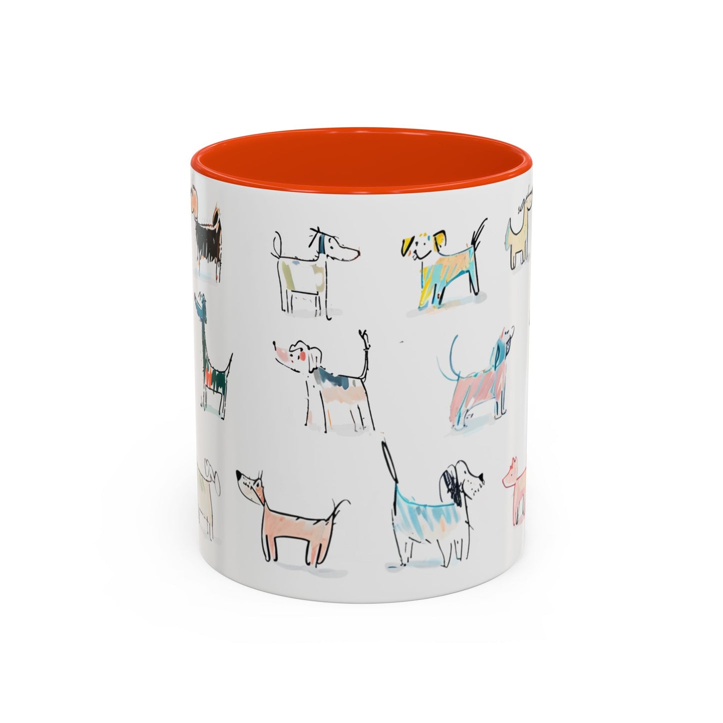 Colorful Doodle Dog-Themed Mugs, Cute Animal Mug, Pet Lover Gift, Coffee Cup, Dog Parent Present