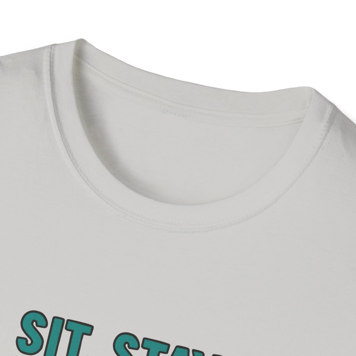 Sit. Stay. Zoom Green and Tan Design. Unisex Softstyle T-Shirt