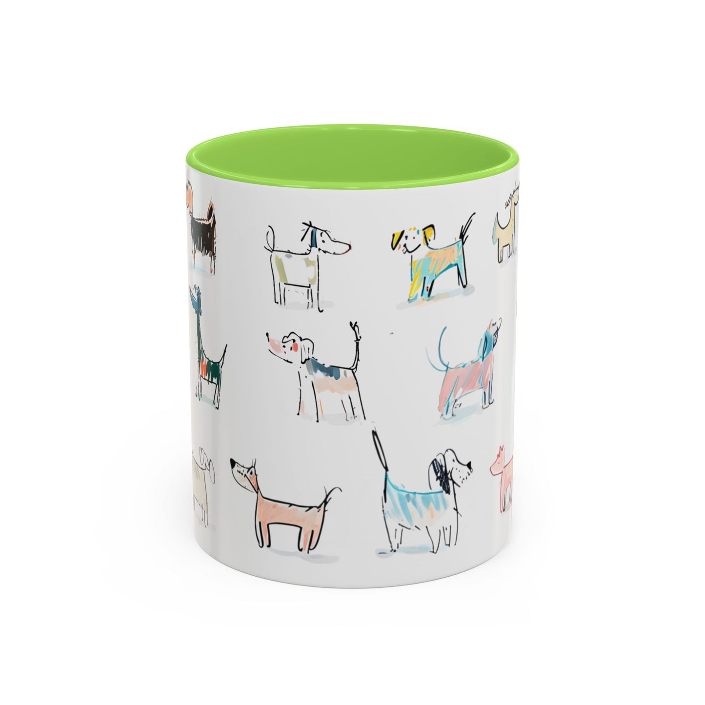 Colorful Doodle Dog-Themed Mugs, Cute Animal Mug, Pet Lover Gift, Coffee Cup, Dog Parent Present